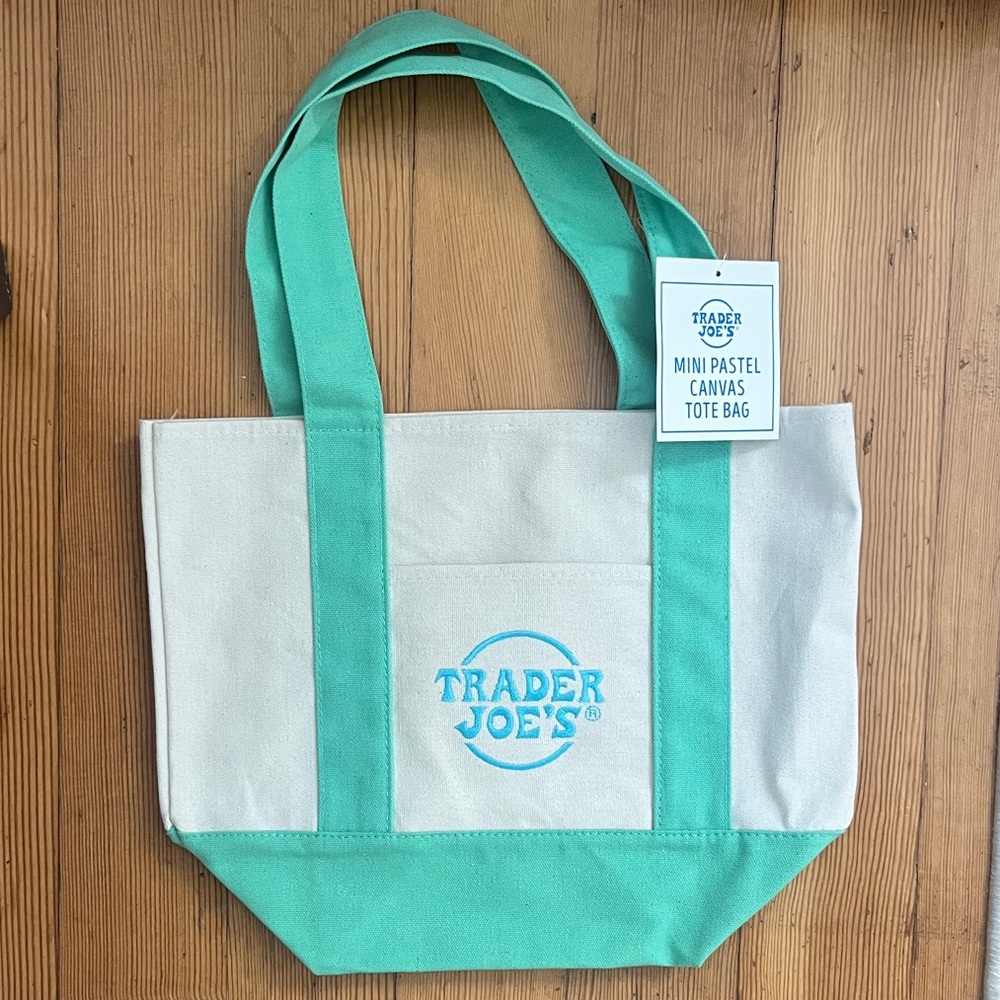 Trader Joe's Mint Green Canvas Mini Tote